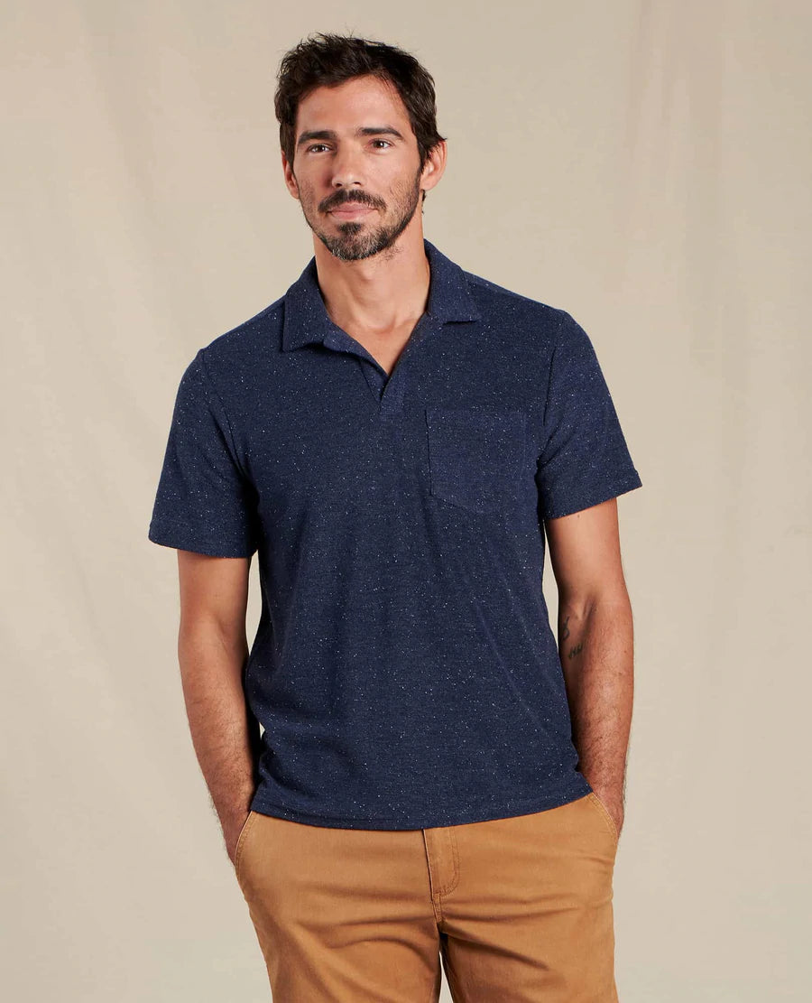 Navy blue color short sleeves polo for men